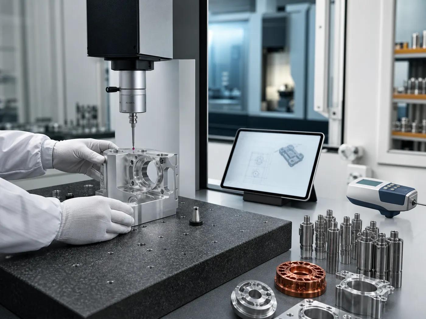 CMM inspection of precision CNC machined aluminum parts